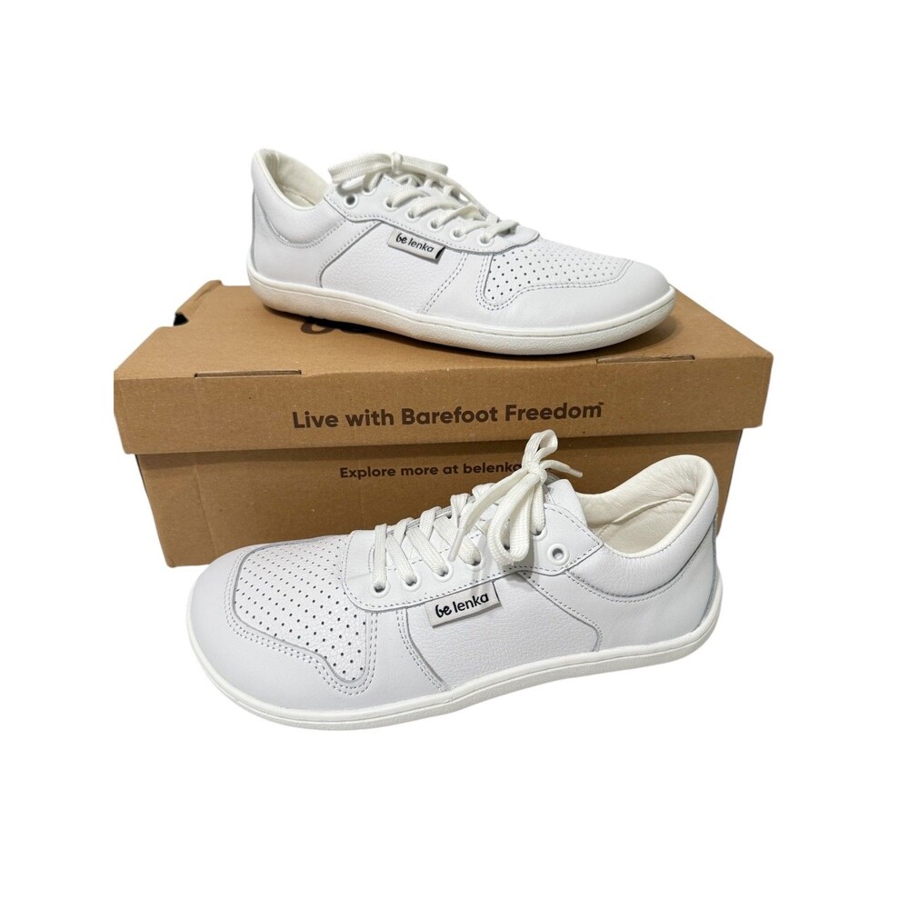 Be Lenka Champ 3.0 All White Leather Barefoot Sneaker Womens EU38/US6.5 NIB